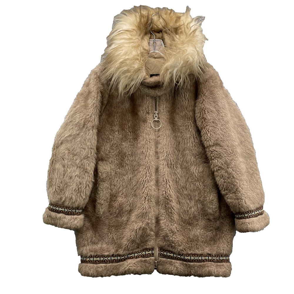 Vintage Stearns Faux Fur Coat Women's Med Insulated Native American Snow Outdoor